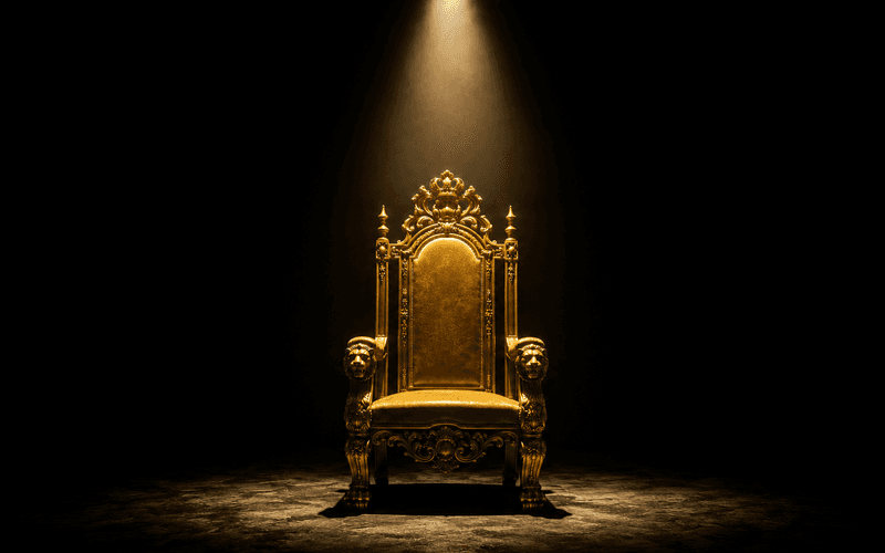empty throne with spot light shining down