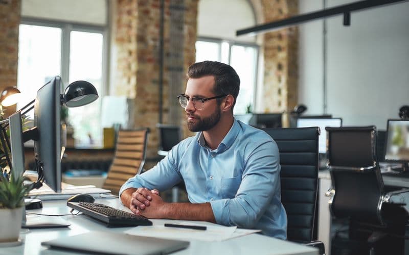 person working alone in office