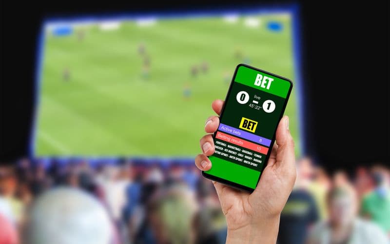 person sports betting with phone