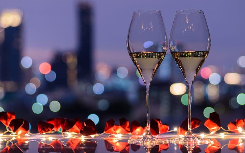 two champagne glasses